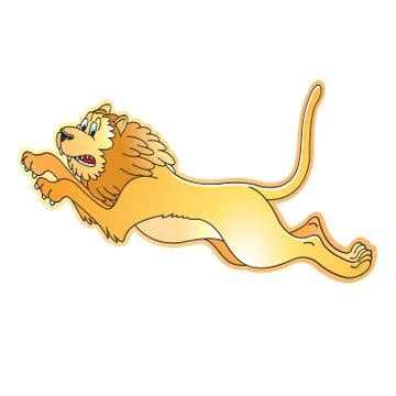 Angry lion running Stock Illustration