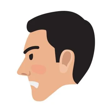 Angry Man Avatar User Pic Side Head View Vector Stock Illustration