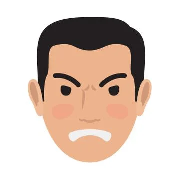 Angry Man Avatar User Pic Front Head View Vector Stock Illustration