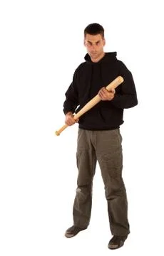 Angry man with baseball bat Stock Photos
