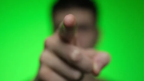 Angry Man Blaming You Pointing Finger At Camera Expressing Aggression Posing 스톡 동영상 297673320