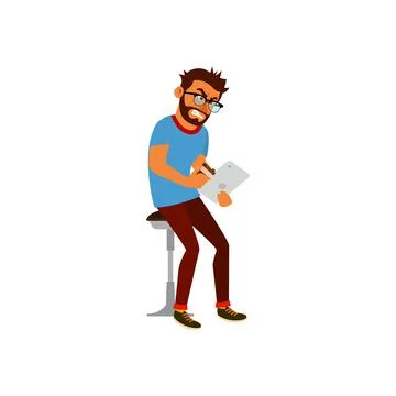 Angry man breaking tablet because lose game cartoon vector Illustrazione stock