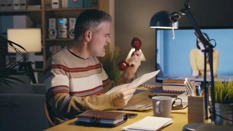 Angry man calling the customer service Stock Footage 306126484