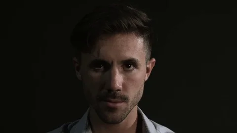 Angry man with devil eyes. Dramatic and serious expression, clotock Gilone Stock Footage 80303619