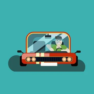Angry man driver in the car Stock Illustration