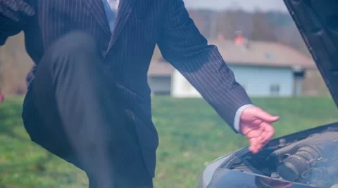 Angry man kicks the car Stock Footage 50757585