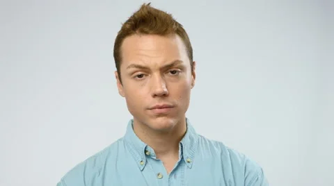 Angry man looking to the camera. white background Video stock 42236525