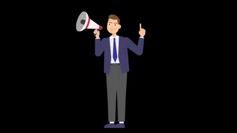 Angry man with megaphone animation, alpha channel. political meeting, protest Stock Footage 161242782
