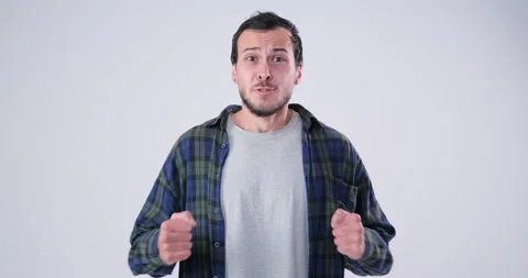 Angry Man over white background Stock Footage 143941730