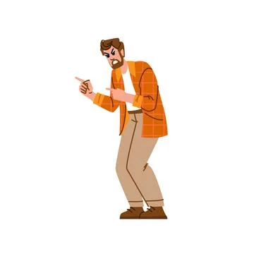 Angry man pointing finger accusing someone, showing negative emotions Stock Illustration