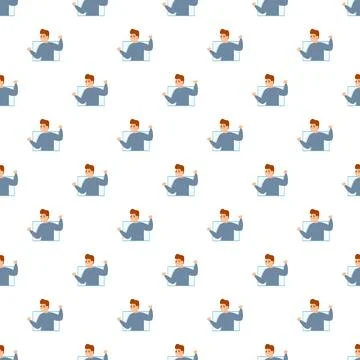 Angry man screaming out window seamless pattern Stock Illustration
