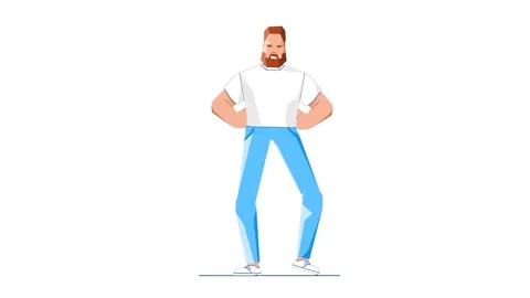 Angry Man Standing With Hands on Hips 2D Animation Vídeo Stock 277274386