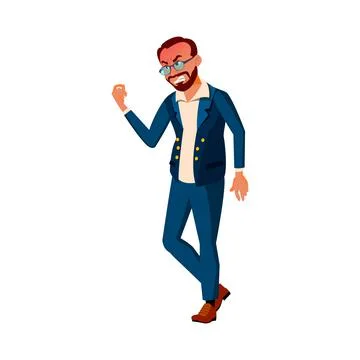 Angry man supervisor shouting at employees in conference room cartoon vector Illustrazione stock