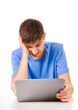 Angry Man with a Tablet Stock Photos
