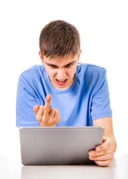 Angry Man with a Tablet Stock Photos