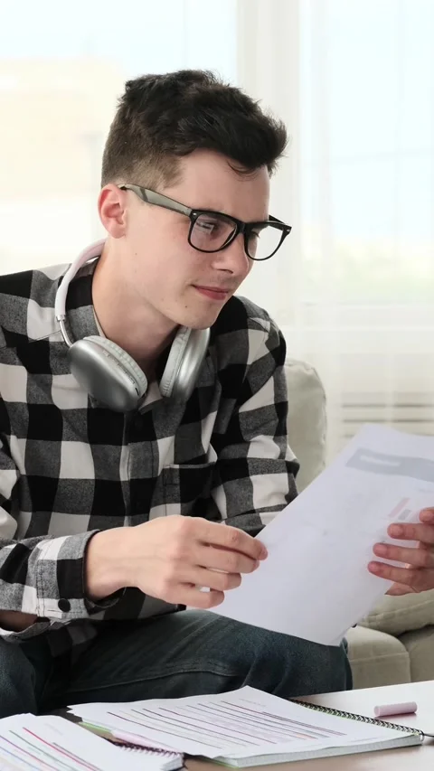 Angry Man Tearing Documents While Studying From Home Stock Footage 290320657