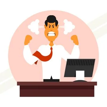 Angry-man-at-workplace Stock Illustration