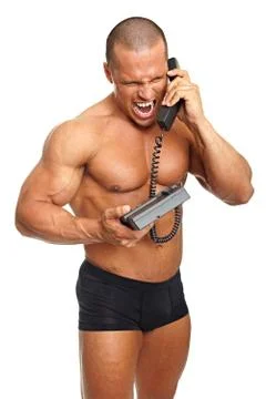Angry man yells Stock Photos
