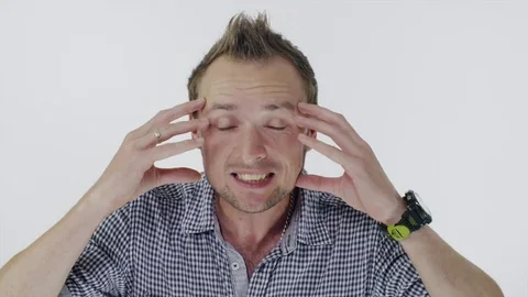 Angry man's emotion expression on a white background. 스톡 동영상 80318863