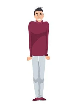 Angry men. Evil, negative and bad facial expression. Human emotion and body Stockillustratie