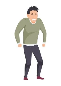 Angry men. Evil, negative and bad facial expression. Human emotion and body Stockillustratie