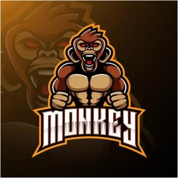 Angry monkey face mascot logo design Stock Illustration