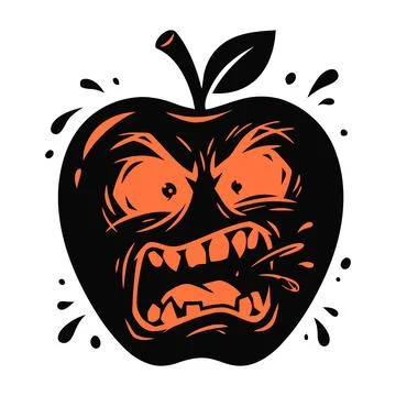 Angry monster apple face shouting silhouette vector illustration Stock Illustration