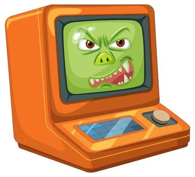 Angry Monster in Retro Computer Illustrazione stock
