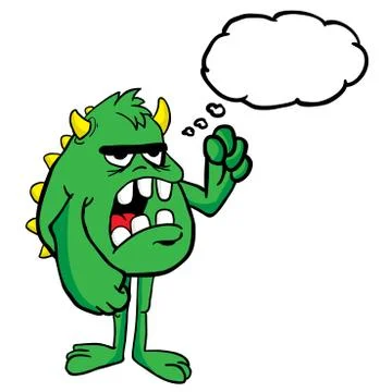 Angry monster with thought bubble Stock Illustration