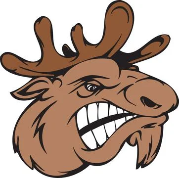 Angry Moose Head Mascot Logo, Cartoon Animal Illustration Stock Illustration