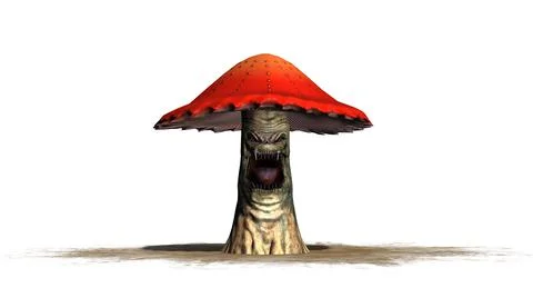 Angry mushroom separated on white background Illustrazione stock