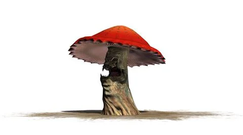 Angry mushroom separated on white background Stock Illustration