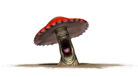 Angry mushroom separated on white background Иллюстрация