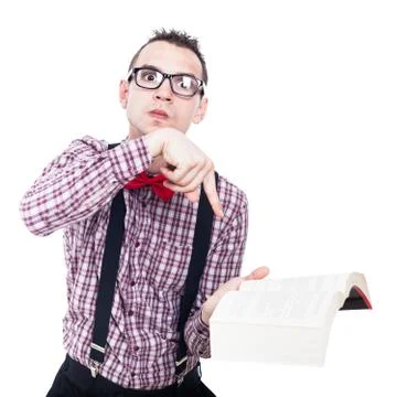 Angry nerd man with book Stock Photos