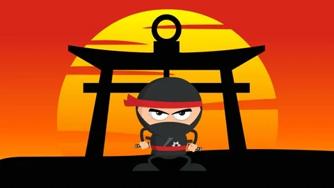 Angry Ninja Warrior Character With Two Katana Stock Footage 139336488
