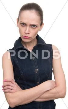 Angry offended woman looking at camera Stock Photos