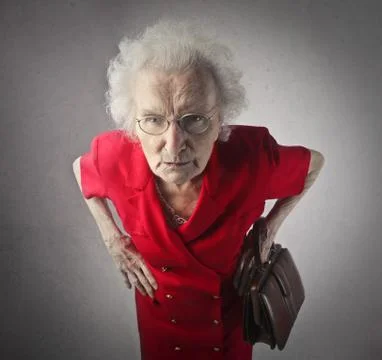 Angry old lady Stock Photos