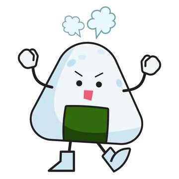Angry onigiri character Stock Illustration