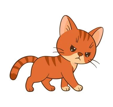 Angry orange tabby cat walking. Hand drawn fun and heartfelt style Stock Illustration