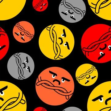Angry Pattern seamless. Unhappy face Background. Aggressive emoji ornament Stock Illustration
