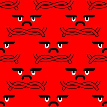 Angry Pattern seamless. Unhappy face Background. Aggressive emoji ornament Stock Illustration