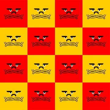 Angry Pattern seamless. Unhappy face Background. Aggressive emoji ornament Stock Illustration
