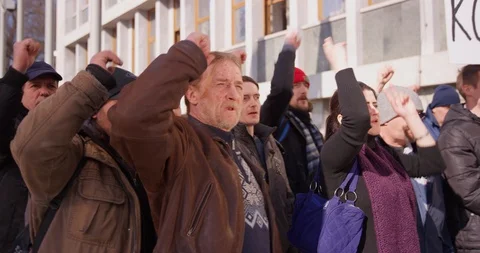 Angry People Protesting Against Something Stock Footage 129011012