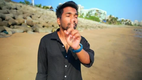Angry Person Talking Alone At Beach Stock Footage 281328111