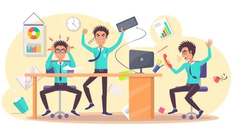 Angry Person at Work Vector of Annoyed Businessman Stock Illustration