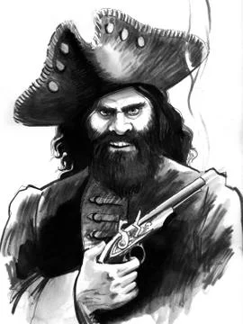 Angry pirate captain Stock Illustration