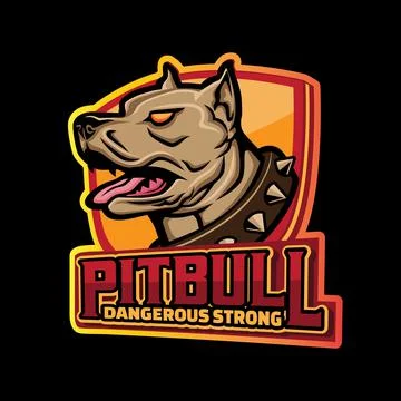 Angry Pitbull Mascot Vector Logo Stock Illustration