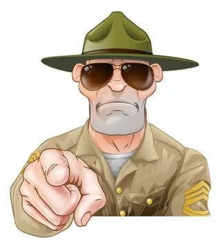 Angry Pointing Drill Sergeant Stock Illustration
