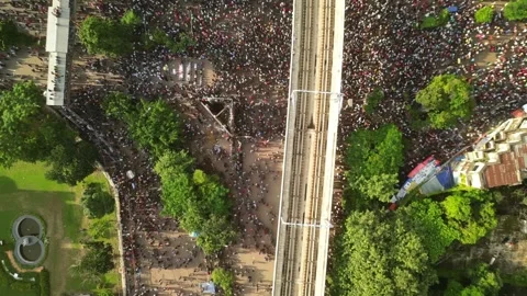 Angry Protesters March Through Dhaka – August 5, 2024 Stock Footage 311881244