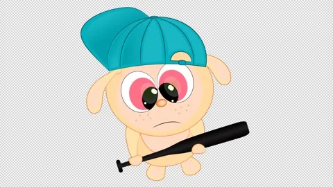 Angry rabbit with a baseball bat. Rabbit threatens with a baseball bat. Empt Stock Footage 148139532